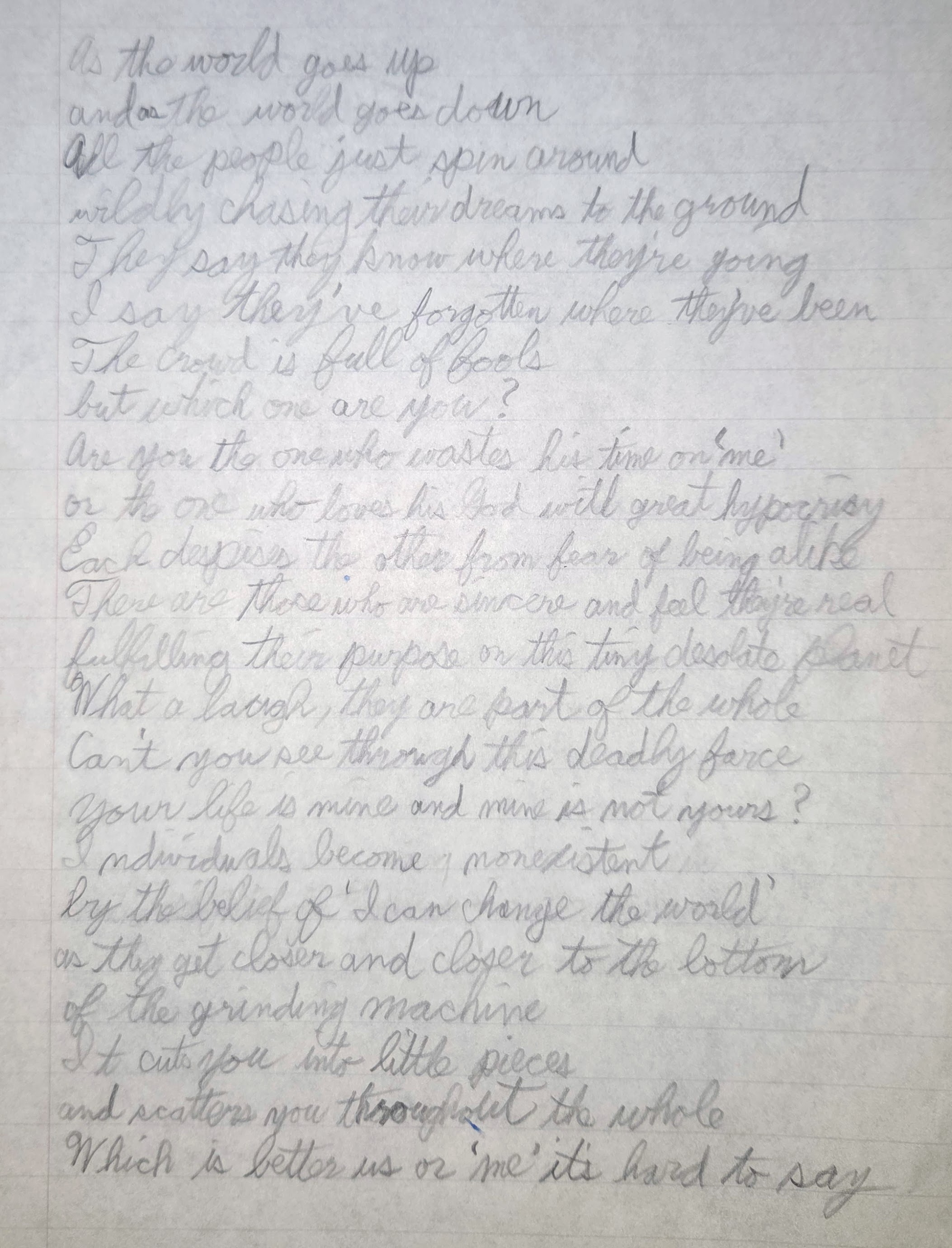 Handwritten notes for Grinder