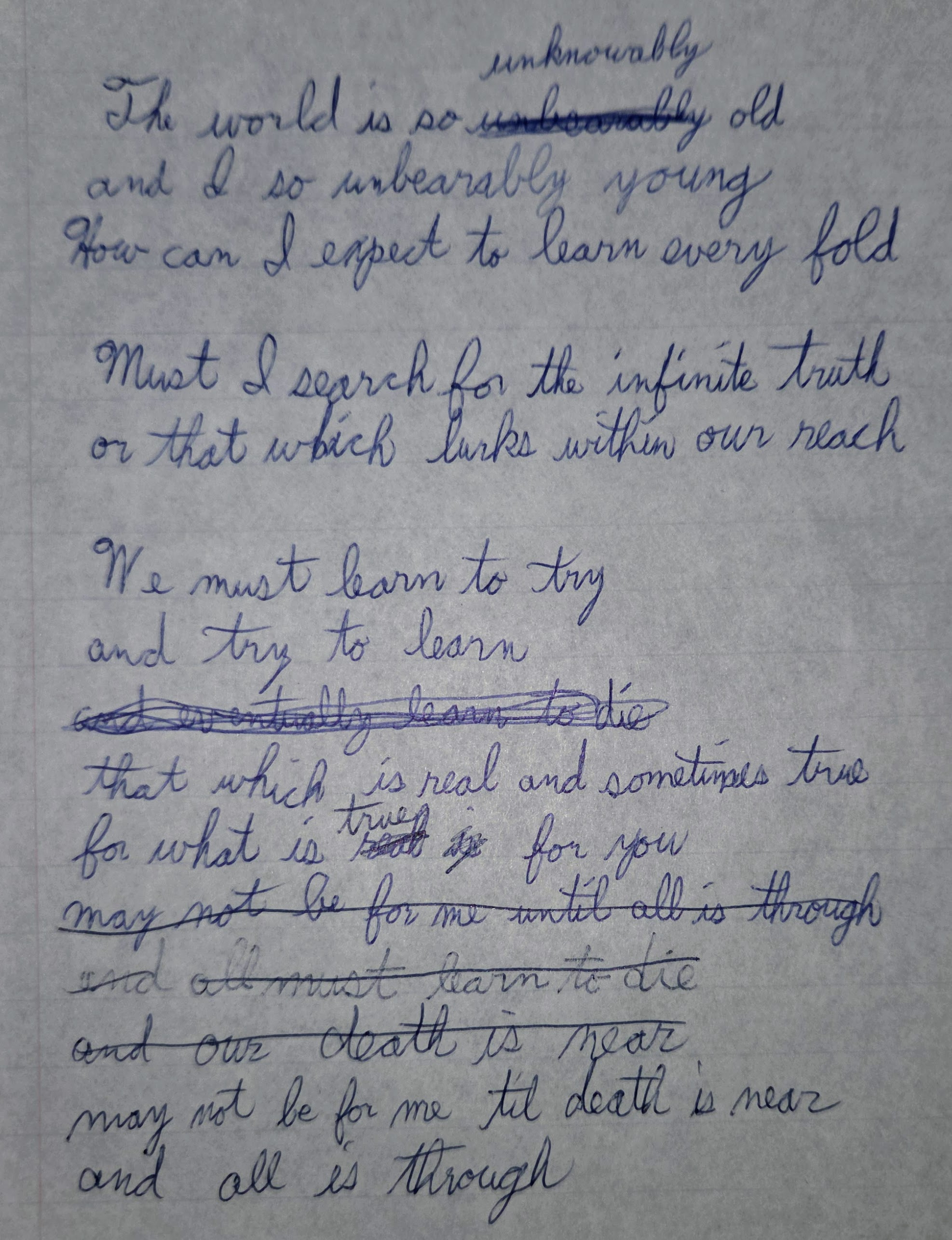 Handwritten notes for Truth